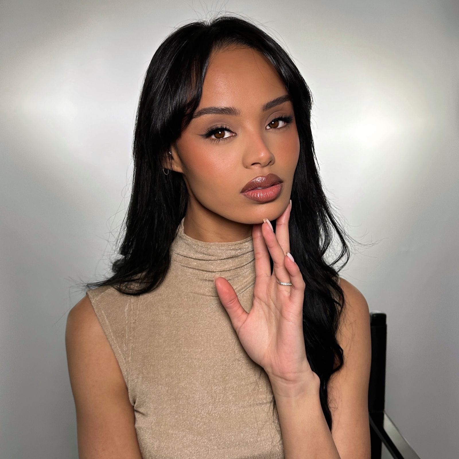 Soft beauty portrait with natural glam makeup