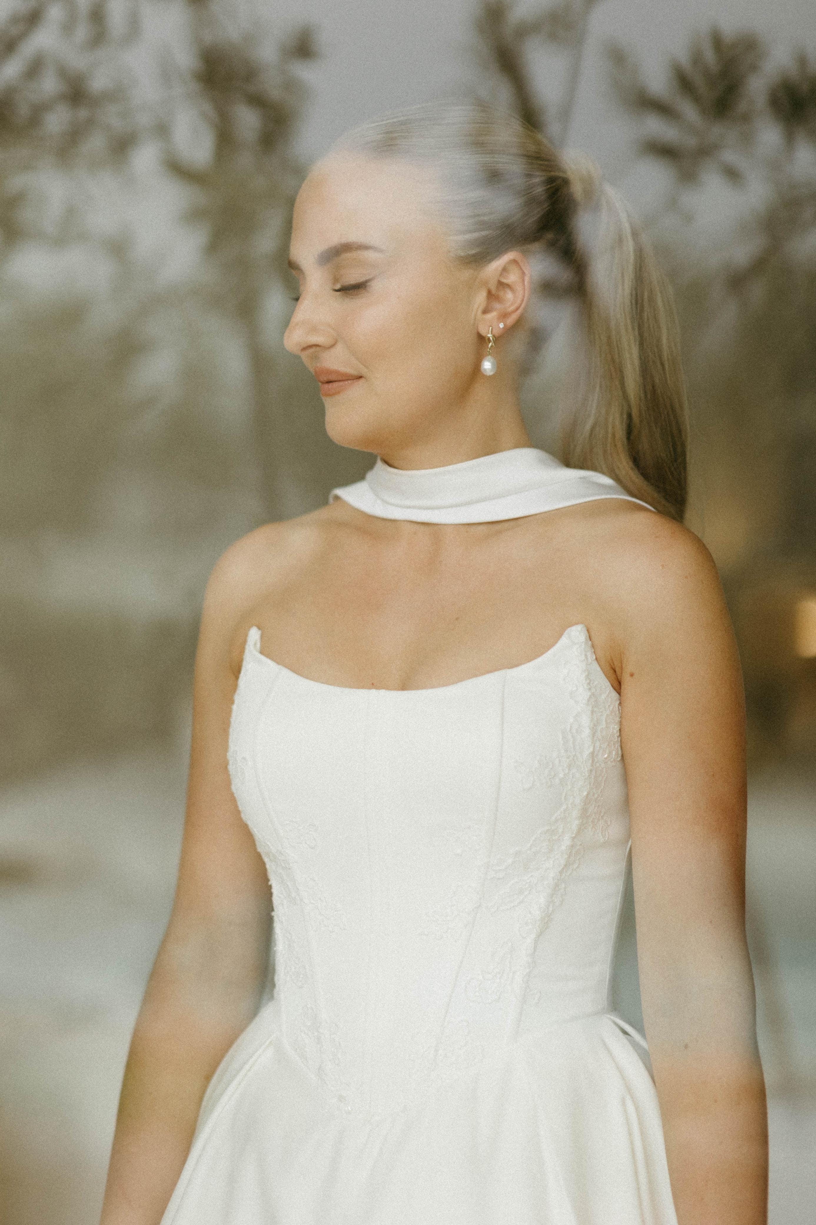 Dreamy outdoor bridal portrait with natural light